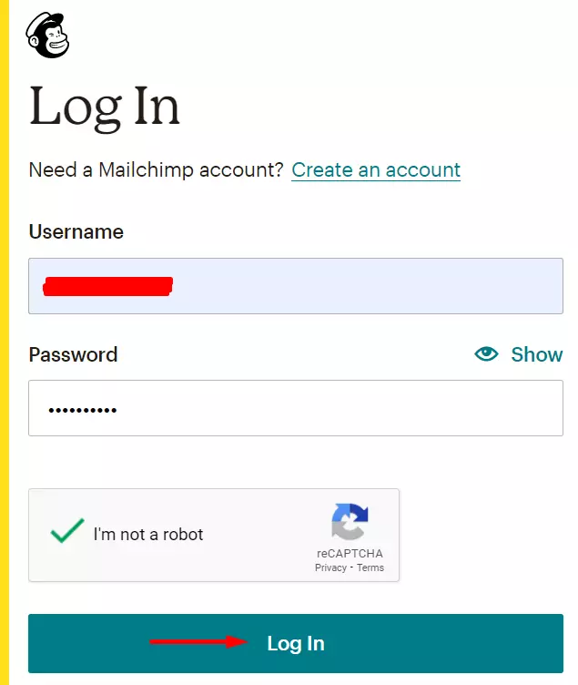 MailChimp Login Process
