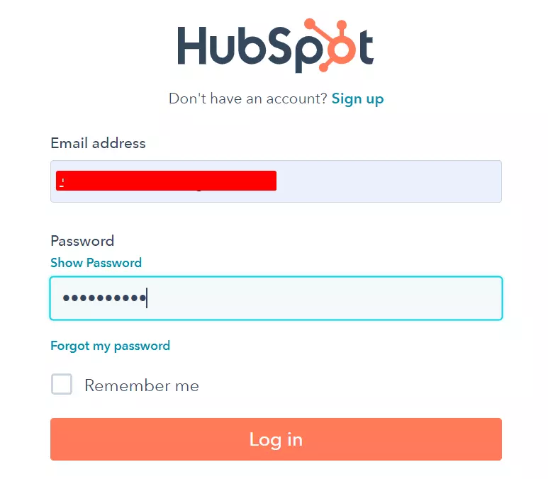 HubSpot Login: Through Email ID and password